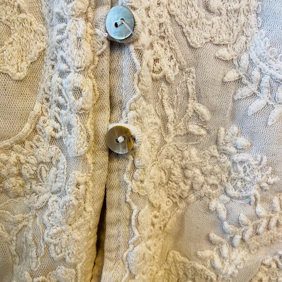 Soft Surroundings Beige Cream Embroidered Button Down Boho Neutral Tunic | XL - Picture 5 of 8
